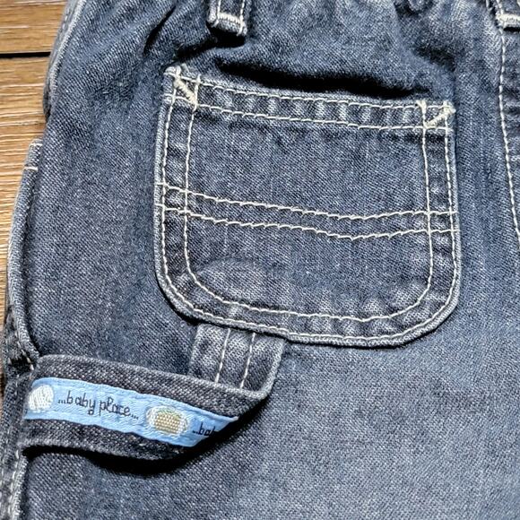 The Childrens Place Denim Infant Pull On Denim Carpenter Jeans - Size 3-6 Mos. - Picture 5 of 7